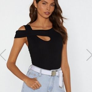 NWT Nasty Gal Black Ribbed Bodysuit